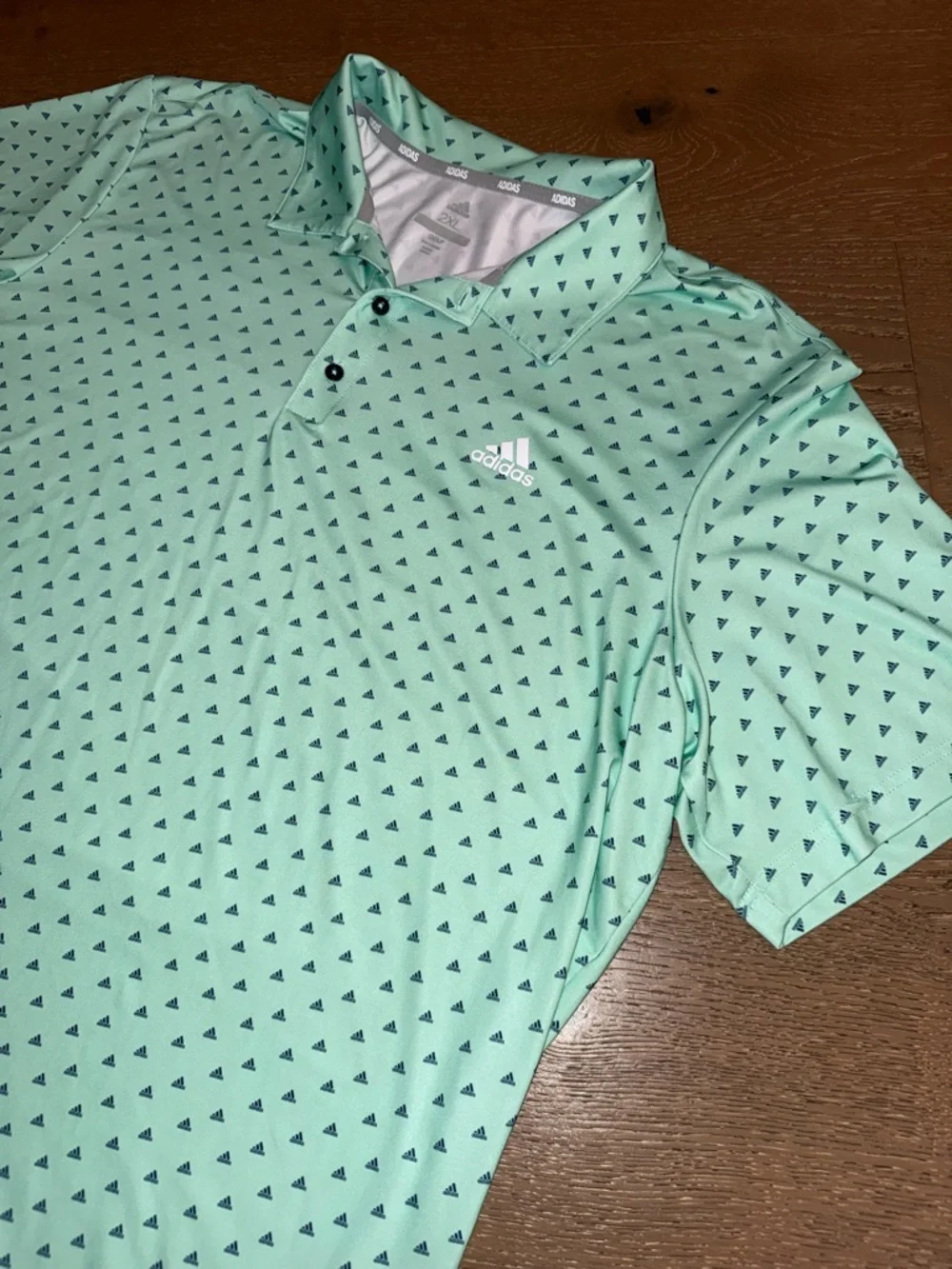 adidas Men's Mint Green Golf Polo with Small Black Triangle Motif‎